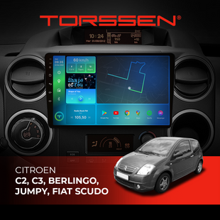 Штатна магнітола Torssen Citroen C2, C3, Berlingo, Jumpy, Fiat Scudo FL9 4+64Gb 4G Carplay DSP 202306135 фото